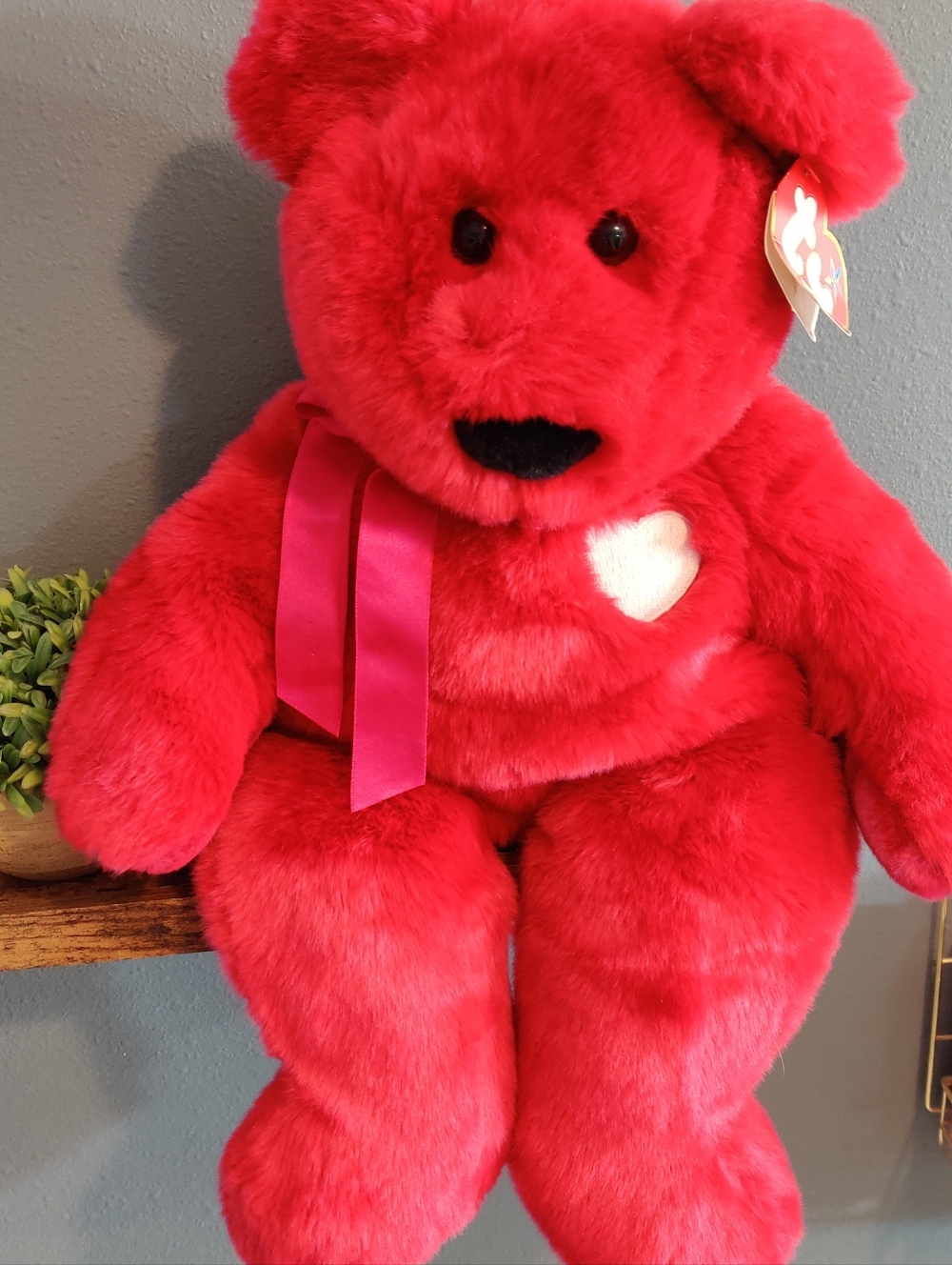 Large Valentina 21" Bear Ty Beanie Baby Buddies Valentine's Pink 2001 Plush New